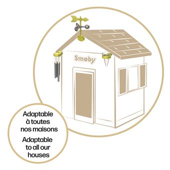 Comprend 3 accessoires: un carillon, une girouette/anemometre et un pluviometre. Compatible avec les maisons Smoby.Des 2 ans.Fabrication Francaise.