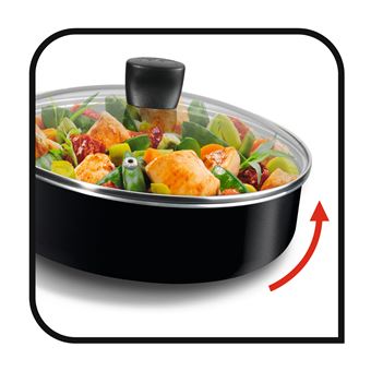 Sauteuse Tefal Inicio 24 Cm - Compatible Induction - Revêtement Titane Antiadhésif - Thermo-Signal - Couvercle Verre