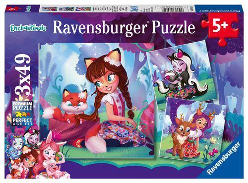 Puzzles Ravensburger Le monde merveilleux des Enchantimals 3 x 49 pièces