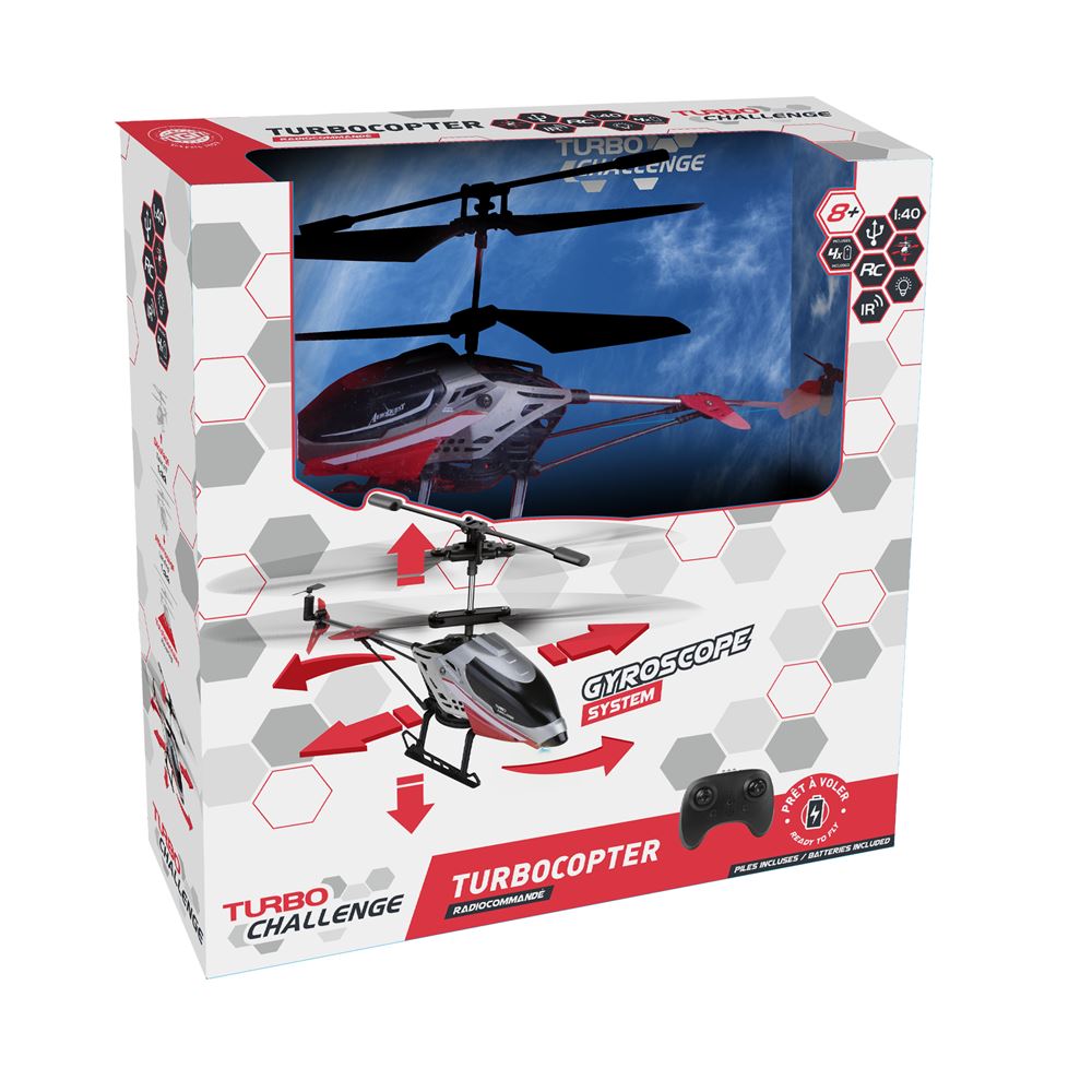 Hélicoptère Télécommandé Turbo Challenge Gendarmerie 1/24 - Prêt à Voler Avec Batterie Et Piles