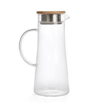 Carafe à thé en verre et bois hévéa 1,5 L