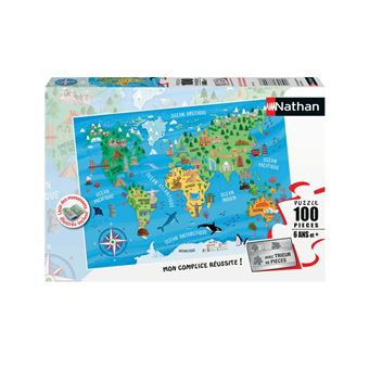 Puzzle 100 pièces Nathan Carte du monde des monuments