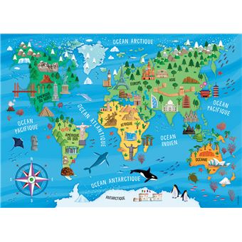 Puzzle 100 pièces Nathan Carte du monde des monuments