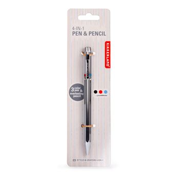 Gadget Kikkerland Stylo crayon 4 en 1 Noir métallique