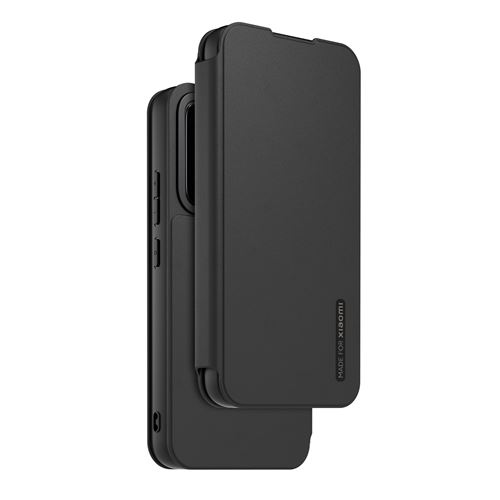 Etui a rabat au touche peau avec dragonne amovible pour Xiaomi 14 Noir