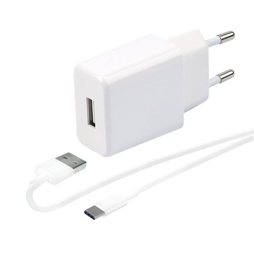 Chargeur secteur Wefix 2.4 A Blanc + Câble USB-C 1 m