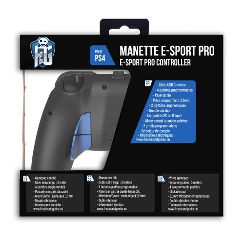 Freaks and geeks Manette Sans Fil esport FPS-200 noire pour PS4 avec 4  palettes à l'arrière