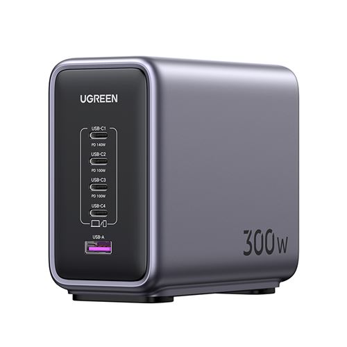 Station de charge de bureau UGREEN 300 W + câble secteur + câble USB-C Gris anodisé