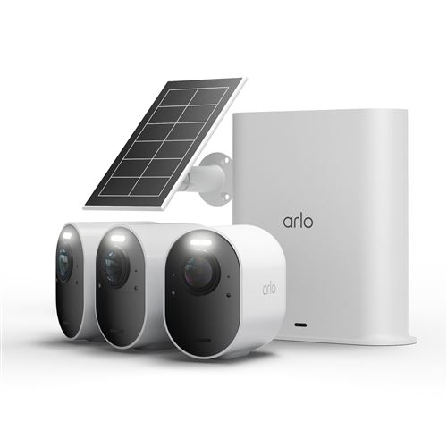 Kit de 3 caméras de surveillance connectées Arlo Ultra 3 extérieure Blanc + 1 panneau solaire