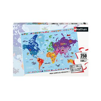 Puzzle 250 pièces Nathan Carte du monde