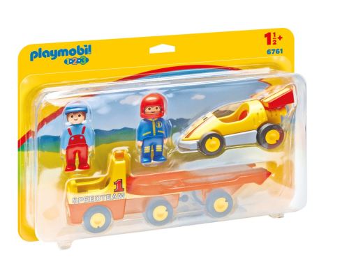 Playmobil 1.2.3 6761 Voiture De Course Avec Camion De Transport