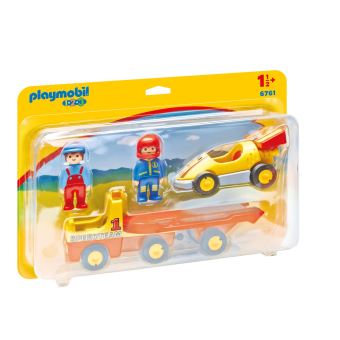 Playmobil 1.2.3 6761 Voiture de course avec camion de transport