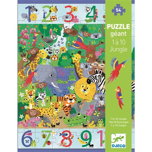 Djeco kinderpuzzel 54 stukjes 1 t/m 10 Jungle