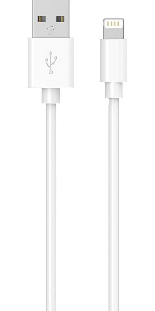 Cable de charge USB Type A vers Lightning 2.4A Wow 1m Blanc