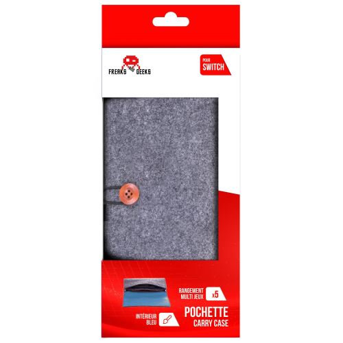 Pochette pour nintendo switch freaks and geeks gris fonc&eacute; et bleu