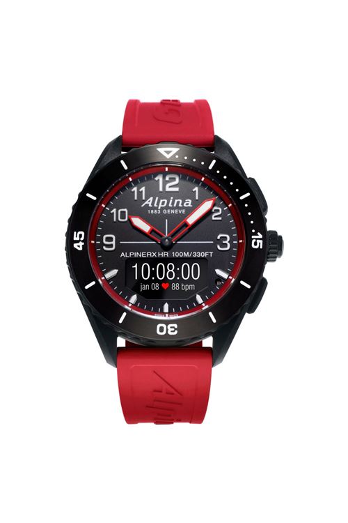 Alpina Alpinerx Alive Smartwatch 45mm Rubber Rood