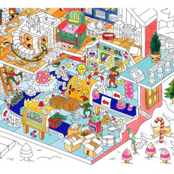Jeu créatif Omy poster géant à colorier avec stickers Noël