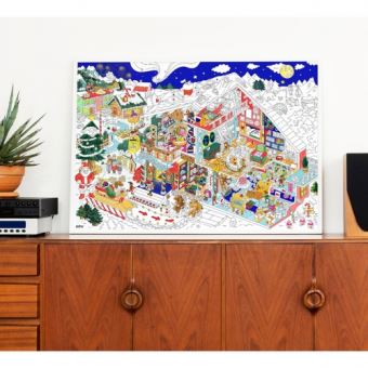 Jeu créatif Omy poster géant à colorier avec stickers Noël