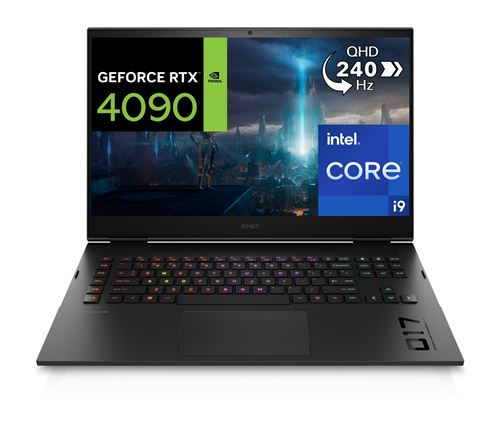 PC Portable Gaming HP Omen 17-ck2000nf 17,3 G-SYNC QHD 240Hz Intel Core i9 32 Go RAM 1 To SSD Nvidia Geforce RTX 4090 TGP 175W Noir