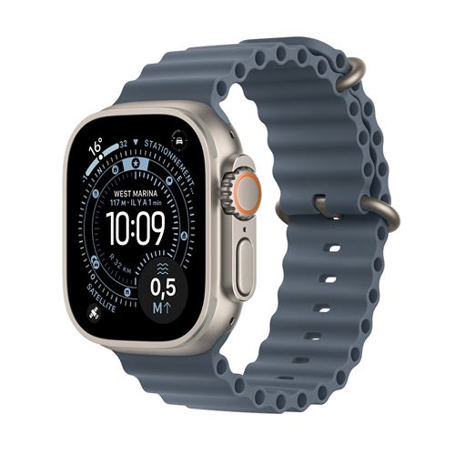 Apple Watch Ultra 3 GPS + Cellular 49mm Boitier en Titane Naturel avec Bracelet Océan bleu maritime