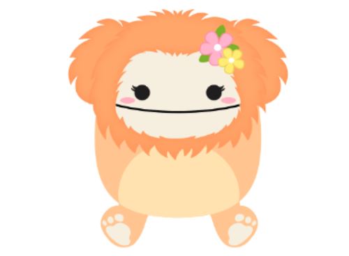 Peluche Squishmallows Shasta Bigfoot with Flower Pin Medium Orange