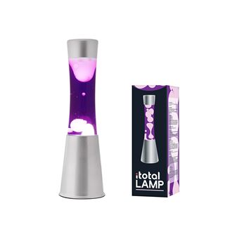 Lampe à poser Itotal Lave Base Argent Liquide Violet Cire Blanche 25 W 30 cm