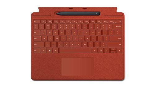 Clavier Microsoft Signature pour Surface Pro 8 Rouge Coquelicot + Stylet Microsoft Surface Slim Pen 