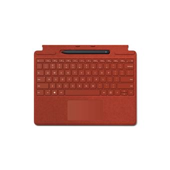 Clavier Microsoft Signature pour Surface Pro X, 8 et 9 Rouge Coquelicot + Stylet Microsoft Surface Slim Pen 2 Noir - 1