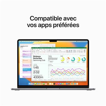 Apple MacBook Air 15.3'' 256 Go SSD 8 Go RAM Puce M2 CPU 8 coeurs GPU 10 coeurs Gris sidéral Nouveau