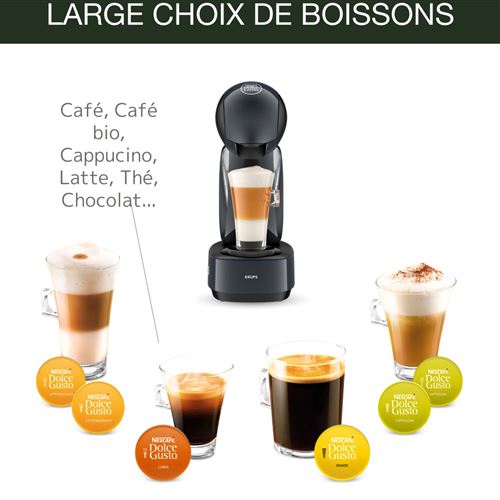 KRUPS DOLCE GUSTO INFINISSIMA - Machine à café manuelle 15 bars expresso et  autres boissons + 6 Capsules + 10€ en bon en cadeau (Noir)