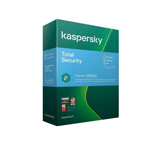 Logiciel Kaspersky Total Security 2020 Mise à jour 5 Postes pour 1 an