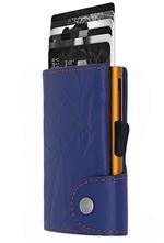 Porte-cartes en cuir C-Secure Denim et Orange