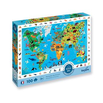 Puzzle SentoSphère Cherche et trouve Planisphère des Animaux 100 pièces - 1