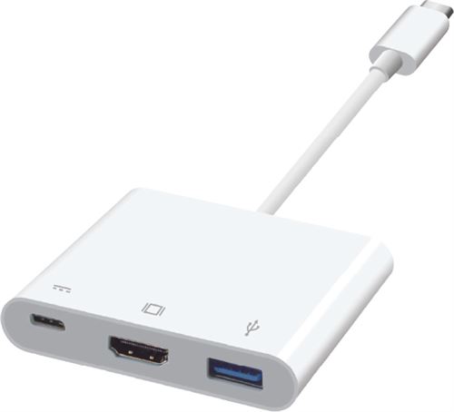 Connecteur Hub On Earz Mobile Gear USB-C vers HDMI/USB 3.0/USB-C Blanc