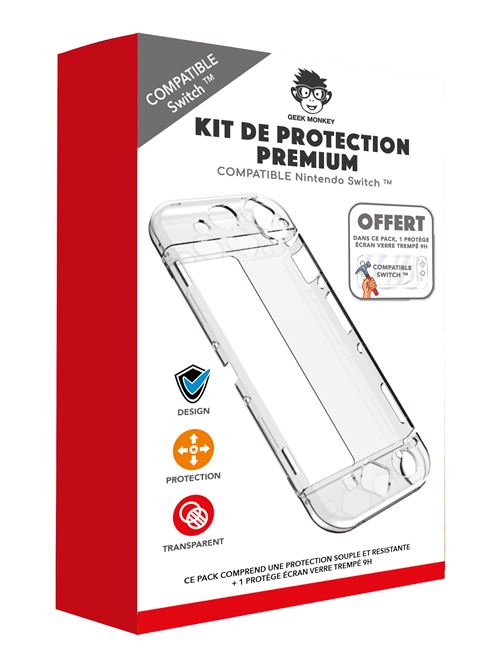 Kit de protection Geek Monkeys Premium pour Nintendo Switch Transparent