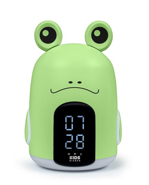 Réveil Enfant Grenouille Lumière LED Et Son Doux - Fonction Snooze 5 Min - Aiguilles Silencieuses - Piles AA Non Incluses