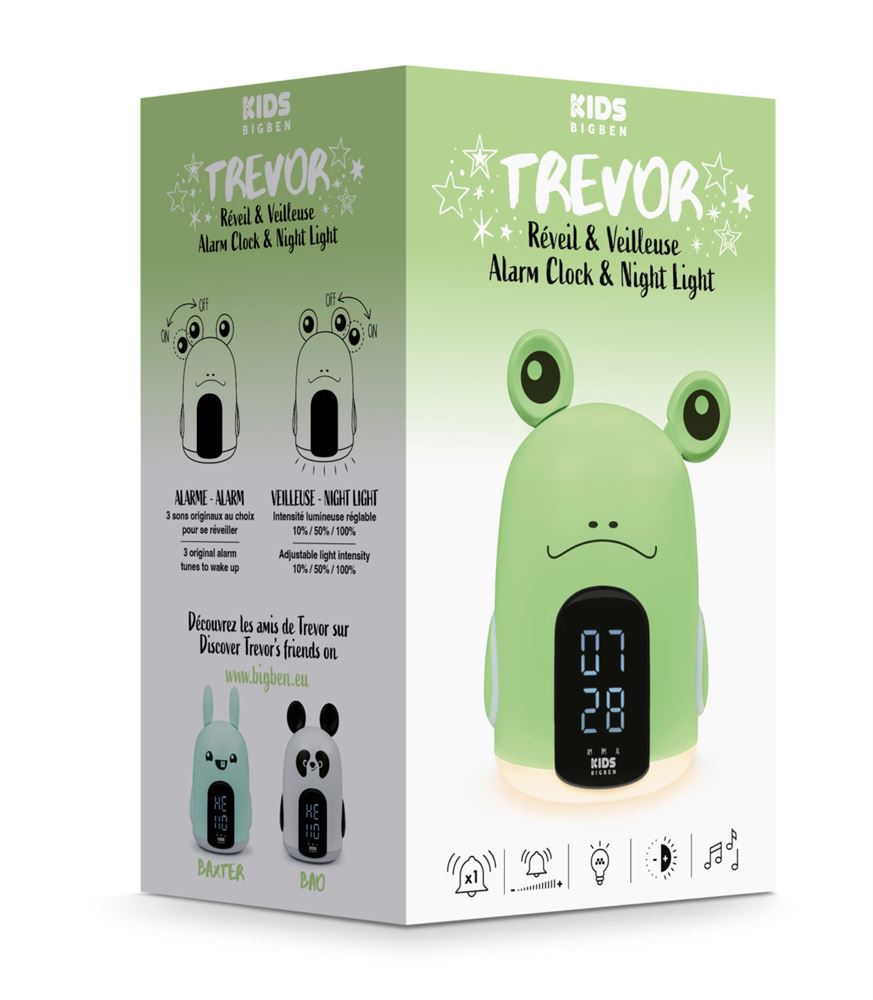 Réveil & veilleuse interactive Trevor la grenouille