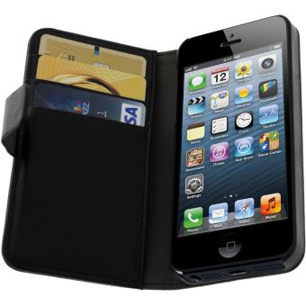 Étui portefeuille pour iPhone 5 / 5S / SE protection intégrale Avizar Noir - 1