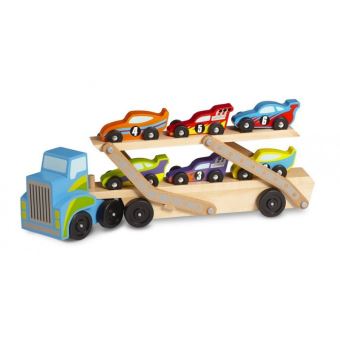 Camion géant dépliable et 6 voitures de course Melissa et Doug