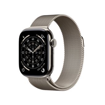Apple Watch Series 11 GPS + Cellular 42mm Boitier en Titane Naturel avec Bracelet Milanais Naturel - 1