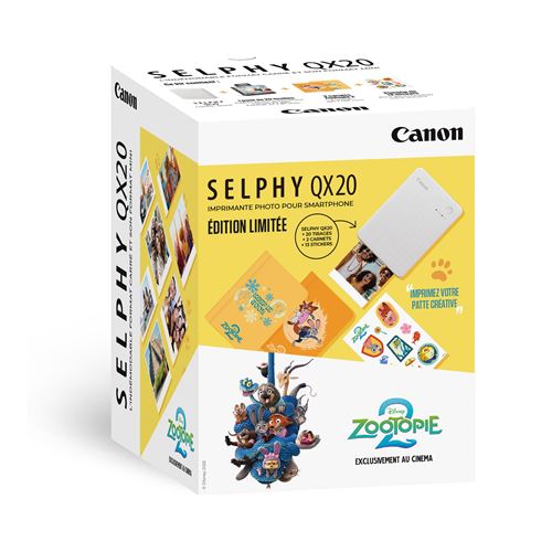 Kit Imprimante Photo Canon Selphy QX20 Edition Zootopie 2 Sable + Papier + 2 carnets + Stickers