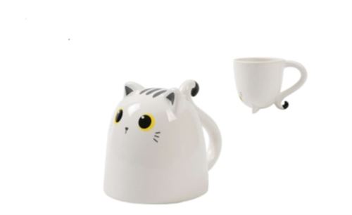 Tasse en céramique Itotal Up Down Chat Blanc 300 ml