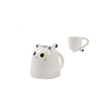 Tasse en céramique Itotal Up Down Chat Blanc 300 ml