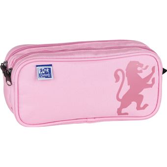 OXFORD Trousse rectangulaire 1 compartiment aspect pailleté rose pas cher 