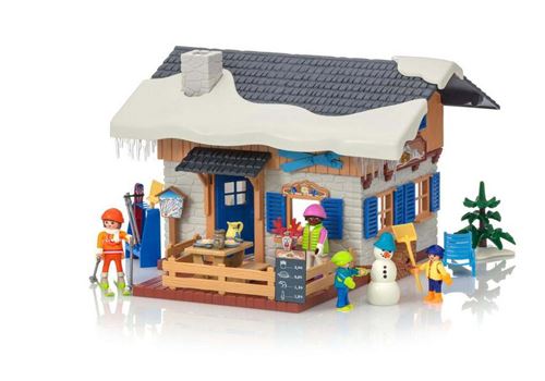 9280-Playmobil Family Fun-Chalet avec skieurs Playmobil : King Jouet Belgique, Playmobil Playmobil