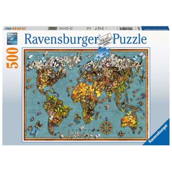 Puzzle 500 pièces Ravensburger Mappemonde de papillons