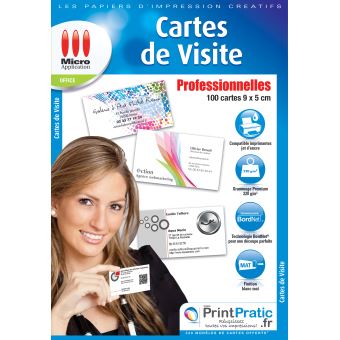 Micro Application Cartes De Visite Professionnelles Papier Pour Imprimante Achat Prix Fnac