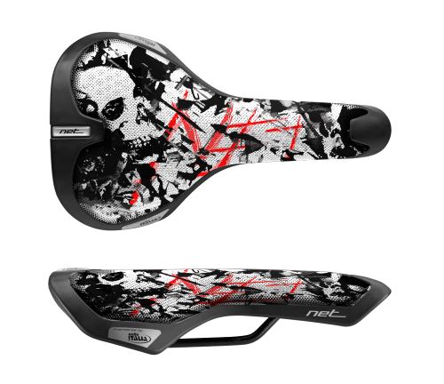 Selle de vélo Net Skull Fec Blanche et Noire