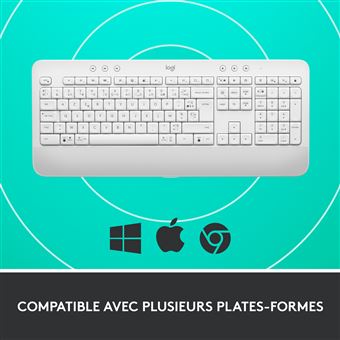 Clavier ergonomique sans fil Logitech Signature K650 Blanc