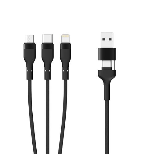 Cable 3 en 2 Lightning micro USB & USB C 0.5m tresse - vue 2
